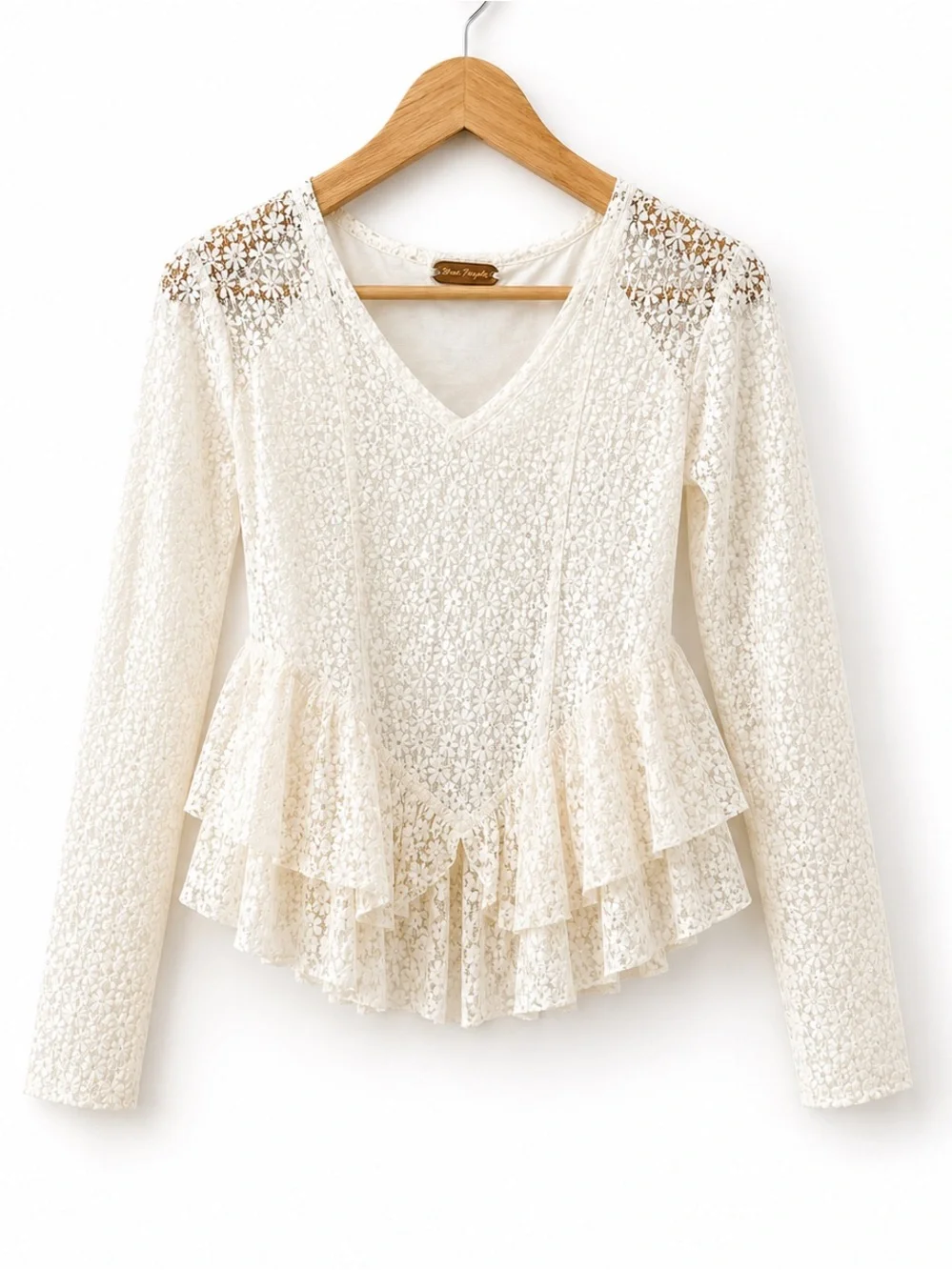 Free People Ivory Lace Top XS